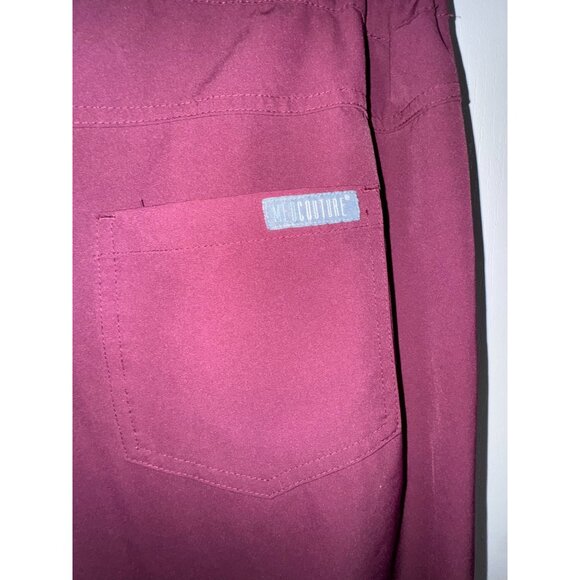 Med Couture Womens Burgundy Scrub Pants L Lightweight Stretchy Fabric With Draws - Picture 3 of 7